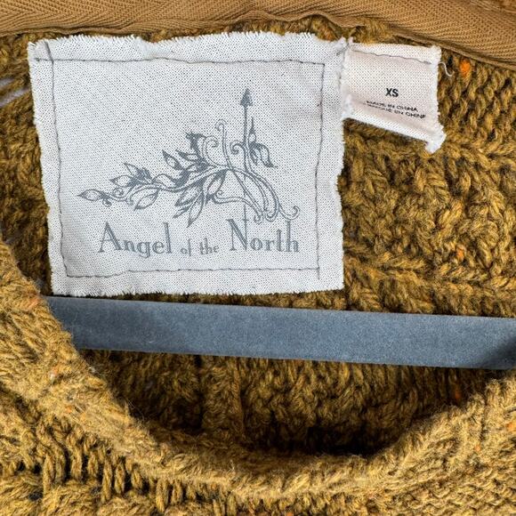 Angel of the North Anthropologie Curved Cables Poncho Sweater Womens XS Green - Picture 6 of 10